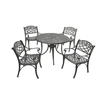 Sedona 42" 5pc Outdoor Dining Set with Armchairs - Black - Crosley