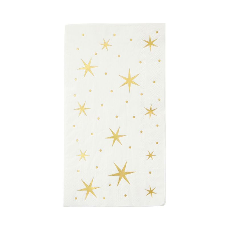 Blue Panda 50 Pack Gold and White Dinner Napkins with Stars, Gold Foil for Baby Shower, Birthday, Holidays, 3-Ply, 4 x 8 In, 5 of 8