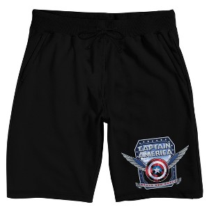 Captain America Brave New World Shield & Wings Adult Black Sleep Pajama Shorts - 1 of 4