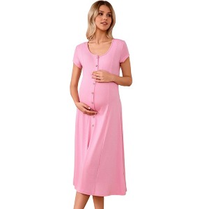 pink maternity dress for baby shower Lila Cotton in Sugar L Pregnancy Photoshoot Dress Pink Maternity Baby Shower Dress