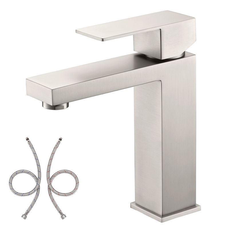 Sumerain Bathroom  Faucet Brushed Nickel Lavatory Faucet Stainless Steel Single Handle Single Hole, 1 of 8