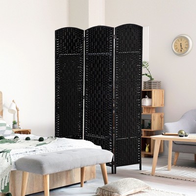 NicBex 6' Tall 3-panel Room Divider for Home, Wicker Weave Divider for Room Separation, for Home & Office, Black