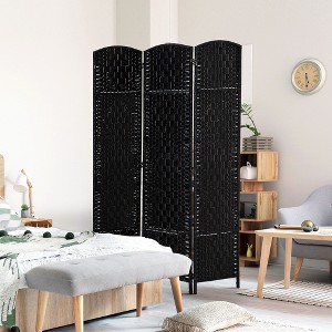 NicBex 6' Tall 3-panel Room Divider for Home, Wicker Weave Divider for Room Separation, for Home & Office, Black - 1 of 4