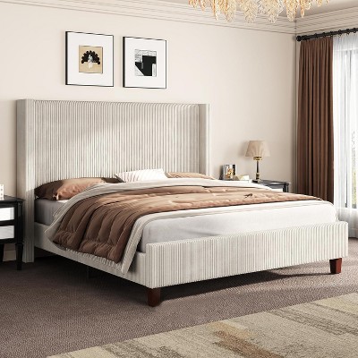 AMERLIFE Upholstered Bed Frame with 50.8" Tall Headboard