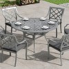 Mondawe 53" Powder Coated Cast Aluminum Outdoor Dining Table with Umbrella Hole - 2 of 4