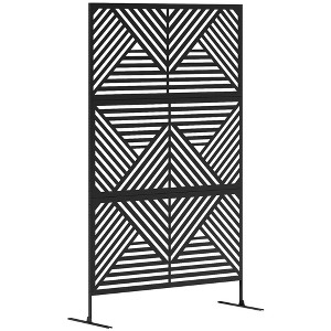 Outsunny Decorative Metal Outdoor Privacy Screen, Freestanding Privacy Fence Screen Outdoor Divider with Stand, 78" H x 48" W - 1 of 4
