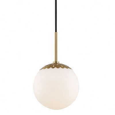 Mitzi Paige 1 - Light Pendant in  Aged Brass Opal Glossy Shade