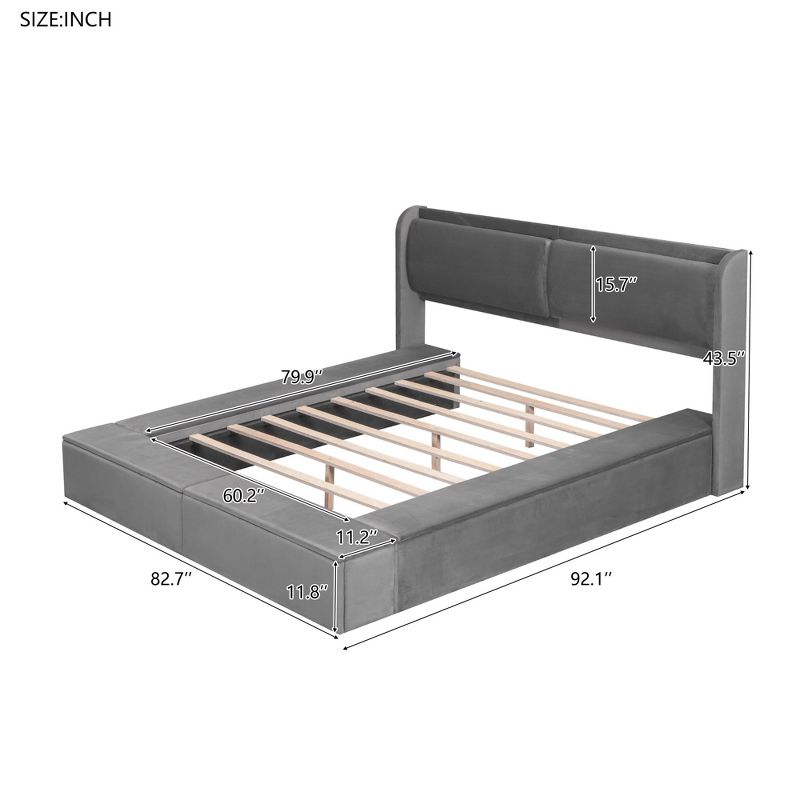 Queen Size Upholstered Storage Platform Bed with Storage Space and Footboard - ModernLuxe, 4 of 11