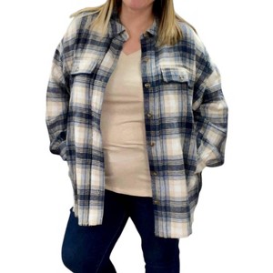 Women's Plaid Shacket - White Birch - 1 of 3