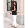 Women's Lace Top Pleated Short Sleeve Flowy Blouse Summer Loose Business Casual Dressy Shirts - 4 of 4