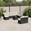 vidaXL 10 Piece Patio Sofa Set with Cushions Black and Cream Poly Rattan - With Table - 2 of 4