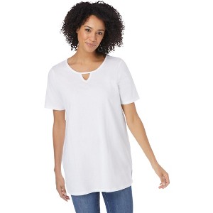 Woman Within Plus Size Perfect Short-Sleeve Keyhole Tee - 1 of 4