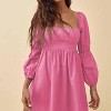 EXLURA Womens Square Neck Dress Long Puff Sleeve A-Line Casual Short Mini Dresses - 4 of 4