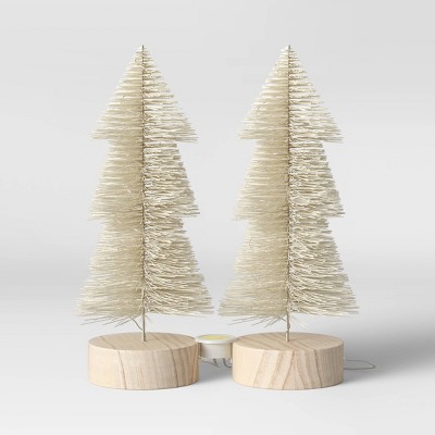 LED 2pk Christmas Tiered Bottle Brush Trees Ivory - Threshold™