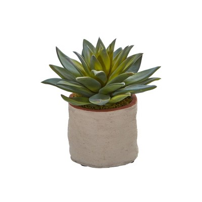 Set of 4 Green and Yellow Artificial Succulents in Ceramic Pots