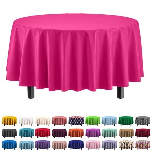 Crown Display Disposable Plastic Tablecloth 84 Inch Round- 6 Pack - 1 of 4