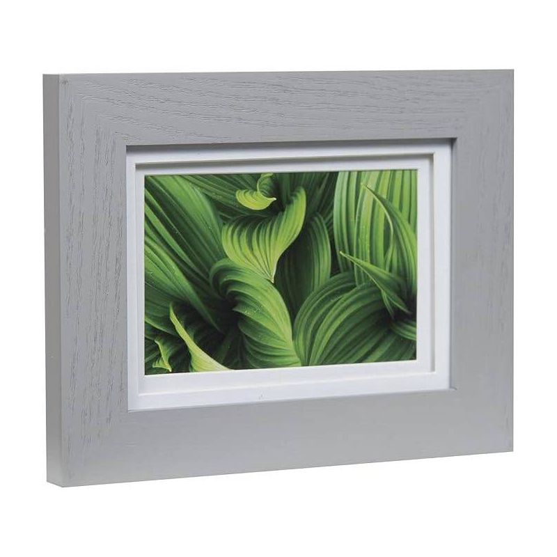 Gallery Solutions 5&#34;x7&#34; Flat Gray Tabletop Wall Frame with Double White Mat 4&#34;x6&#34; Image, 2 of 5