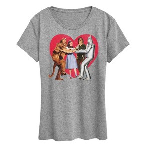 Women's - Wizard of Oz - Dorothy Tin Man Cowardly Lion and Scarecrow Heart Short Sleeve Graphic T-Shirt - 1 of 4