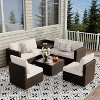 8-Piece Outdoor Waterproof Patio Conversation Set, Modular PE Rattan Sectional Sofa with Cushions & Hidden Storage, for Lawn, Porch, Pool, Backyard - 3 of 4