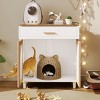 Cat Litter Box Furniture with Scratcher, Storage Drawer & Charging Socket, 3-in-1 Modern Side Table, 32.5'' Indoor Cat House-3irtyhousy - 2 of 4