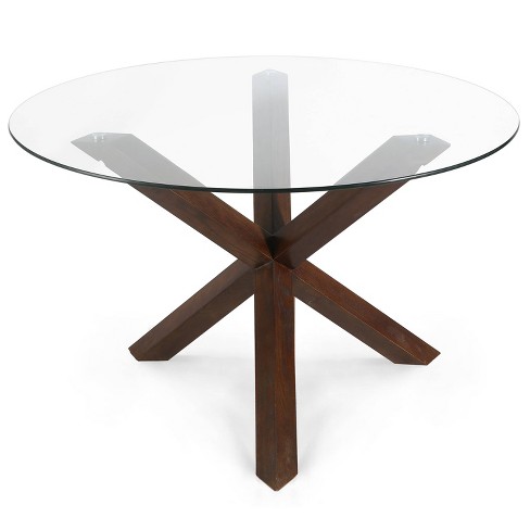 48 Wilford Round Dining Table Walnut, X Base Round Dining Table