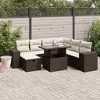 vidaXL 8 Piece Patio Sofa Set with Cushions - Brown and Cream - 2 of 4