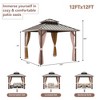COWLOWN 12x12 Hardtop Gazebo with Curtains & Netting, Double-Tier Metal Roof Pavilion for Outdoor Patios, Gardens, and Lawns, Durable Aluminum Frame - 4 of 4