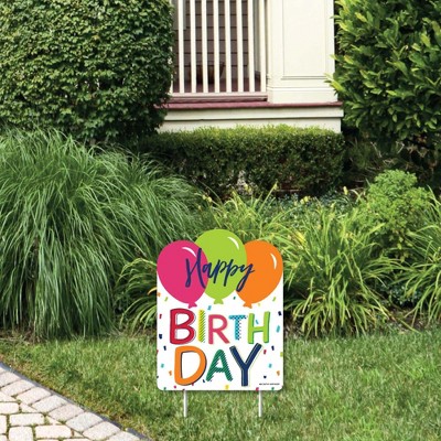 Big Dot of Happiness Cheerful Happy Birthday - Outdoor Lawn Sign - Colorful Birthday Party Yard Sign - 1 Piece