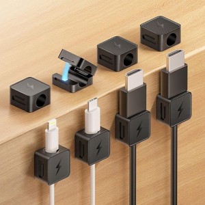 FONTOI 8 Pack Magnetic Cord Organizer, Cable Clips Holder for Nightstand, Cable Clips Wire Management, Universal Fit, Black, 0.78"*0.44"*0.78" - 1 of 4
