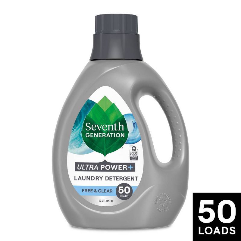Seventh Generation Power Plus Liquid Laundry Detergent Soap - Unscented - 50 Loads/87.5 fl oz, 1 of 10
