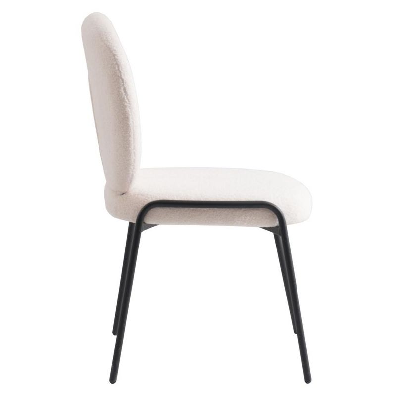 LeisureMod Celestial Modern Dining Chair in Upholstered Cotton Boucle with Black Iron Frame, 3 of 6