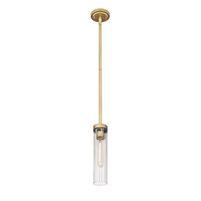 Beau Rubbed Brass and Clear Glass LED Pendant Light