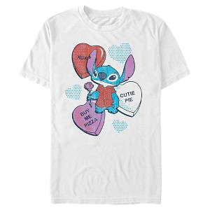 Men's Lilo & Stitch Hearts and Pizza T-Shirt - 1 of 4