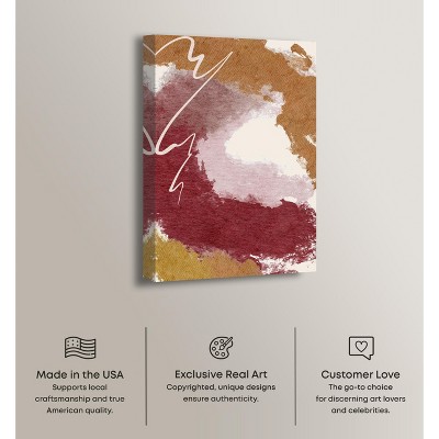 Burgundy and Cork Abstract Canvas Wall Art, 16" x 24"