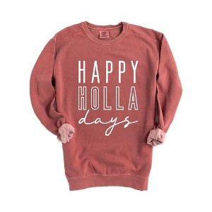 Simply Sage Market Women's  Garment Dyed Graphic Sweatshirt Happy Holla Days - 1 of 4