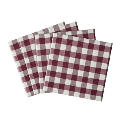 Kate Aurora Country Living 4 Pack Gingham Plaid Checkered Country Farmhouse Napkins