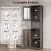 Tall Bathroom Cabinet, Freestanding Storage Cabinet with Glass Doors and Adjustable Shelves and Drawers, 67" Tall Cabinet for Kitchen, Pantry - 4 of 4