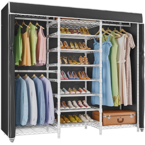 Custom Alta Free Standing Wardrobe Closet - 3 Extending Shoe Storage Shelves