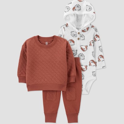 Image of Carter's Just One You® Baby Boys' Henley Top & Bottom Set - Brown 6M