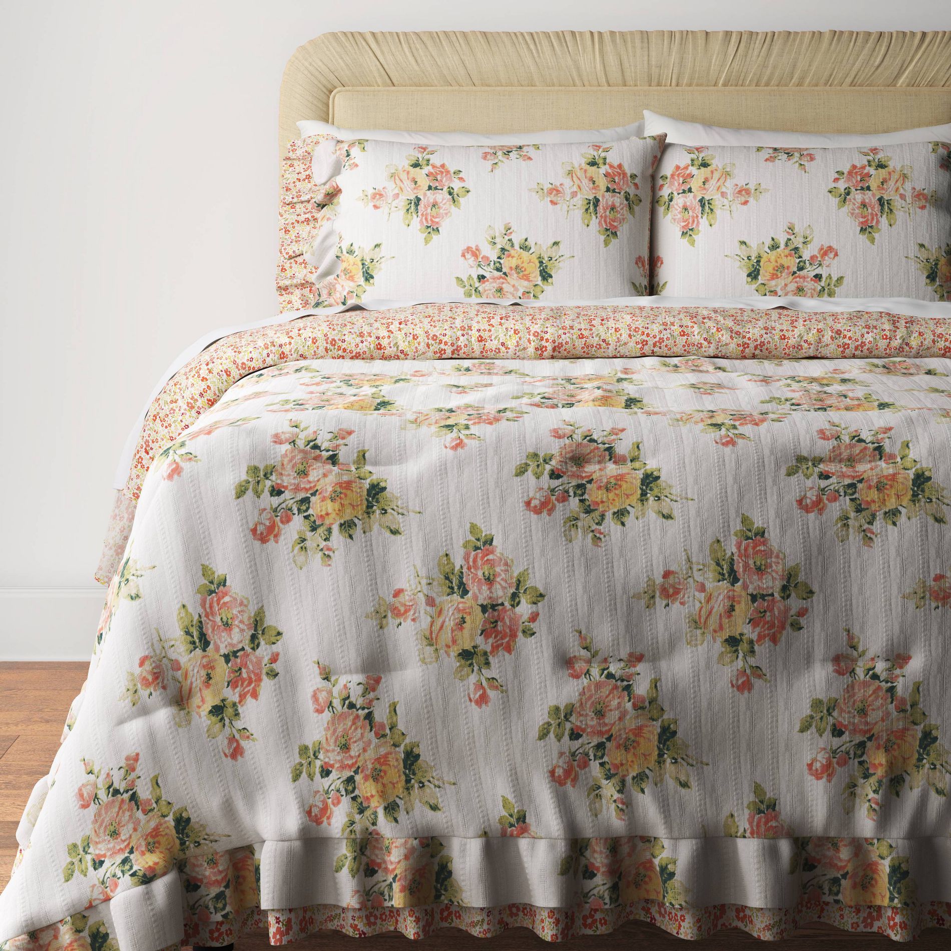 2pc Twin/Twin XL Teen Printed Floral Double Ruffle Comforter Bedding Set - Threshold™ designed with Studio McGee