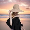 Anna-Kaci Wide Brim Sun Hat with Ponytail Hole Neck Tie Closure and Patterned Lining for UV Protection and Outdoor Style - 3 of 4