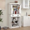 MAYEERTY White 71" Kitchen Pantry, 4 Doors (2 with Racks) 1 Drawer 2 Adjustable Shelves - 2 of 4