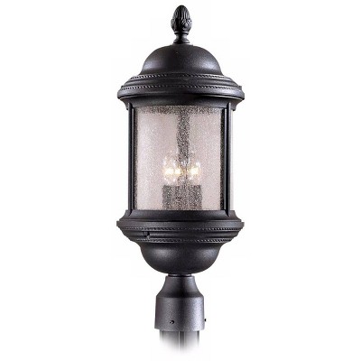 Minka Lavery Country Cottage Outdoor Post Light Fixture Black 21 1/2" Curved Seeded Glass for Exterior Barn House Porch Patio
