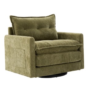 Lyngins Swivel Accent Chairs with Side Pockets and Pillow,Upholstered Swivel Reading Chairs,Chenille Sofa Chairs for Bedroom,Living Room - 1 of 4