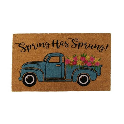 Farmhouse Living Spring Has Sprung Farm Truck Coir Doormat - 18" x 30" - Natural - Elrene Home Fashions