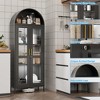SUXXAN 73'' Metal Tall Arched Display Cabinet with Glass Doors and 2 Drawers, Assembly Required,Black - 3 of 4