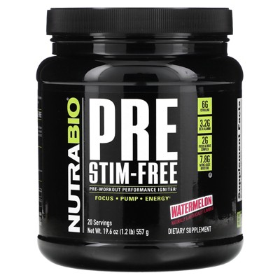 NutraBio Pre-Workout Performance Igniter, Stim-Free, Watermelon, 1.2 lb (557 g)