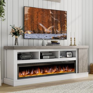 75" TV Stand with 60" Glass Electric Fireplace - 1 of 4