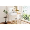 43.3" Classic Wood Makeup Vanity Set with Flip-top Mirror and Stool, Dressing Table with Three Drawers and storage space, White - 3 of 4