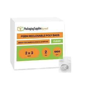 PSBM 1000 Pack  2" x 3" Clear Poly Plastic Re-closable Bags for Jewelry and Storage, 2 Mil - 1 of 4